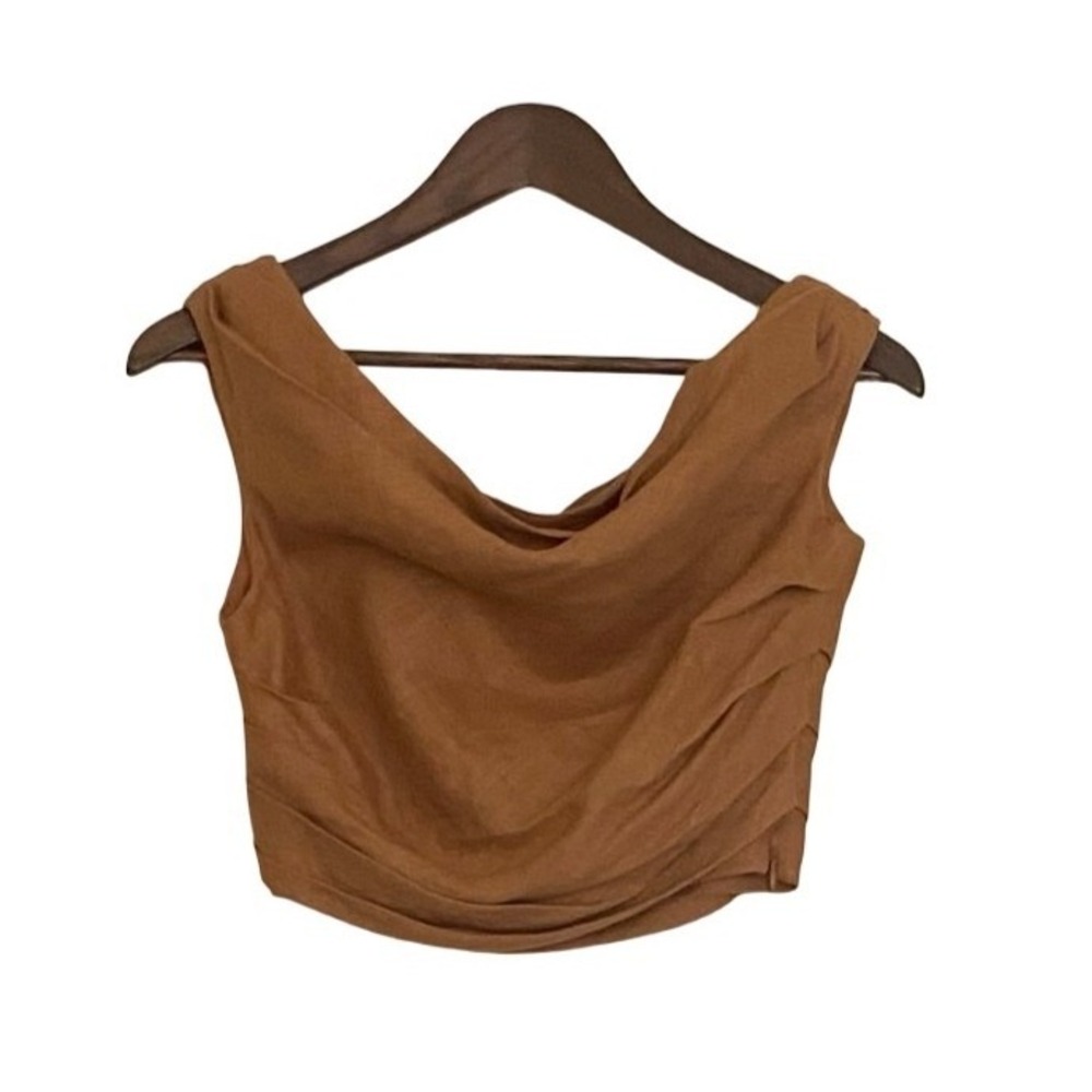 Rust Brown Draped Crop Top size S